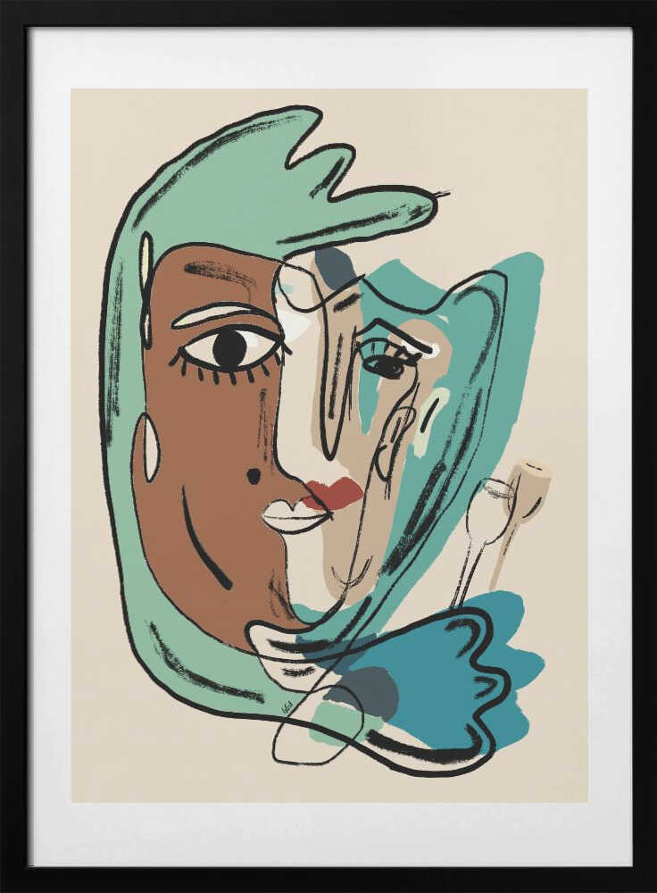 Modern Abstract Face, arte de GIovanna Gil Alves con marco