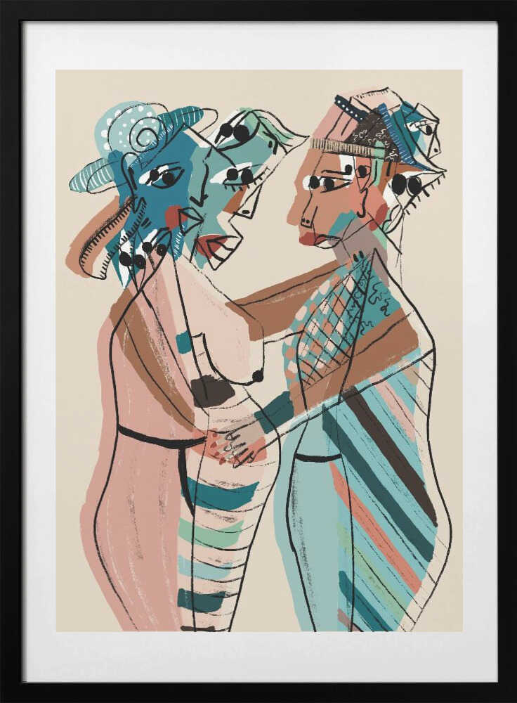 Abstract Women Embrace, arte de GIovanna Gil Alves con marco