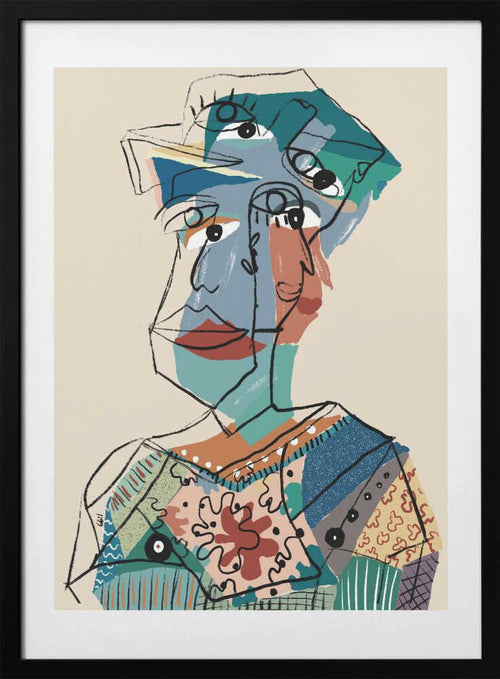 Abstract Cubist Portrait, arte de GIovanna Gil Alves con marco