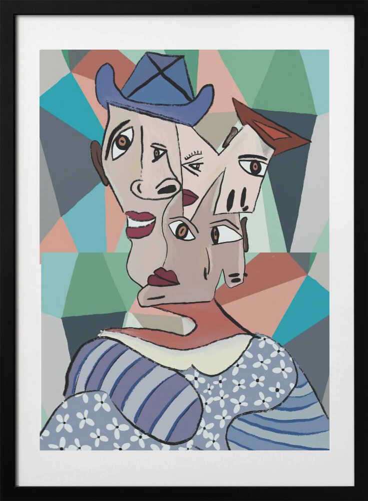 Colorful Cubist Portrait, arte de GIovanna Gil Alves con marco