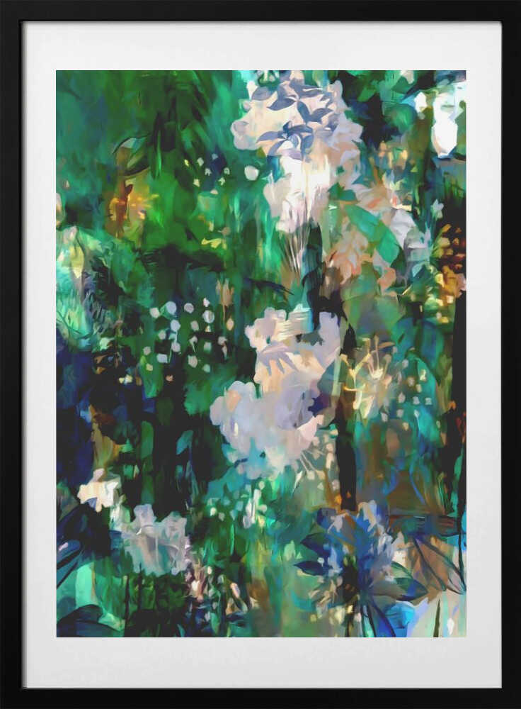 Lush Floral Abstraction, arte de Uma Gokhale con marco