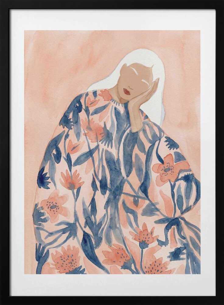 Floral Woman Dreaming, arte de Essa Van Reis con marco