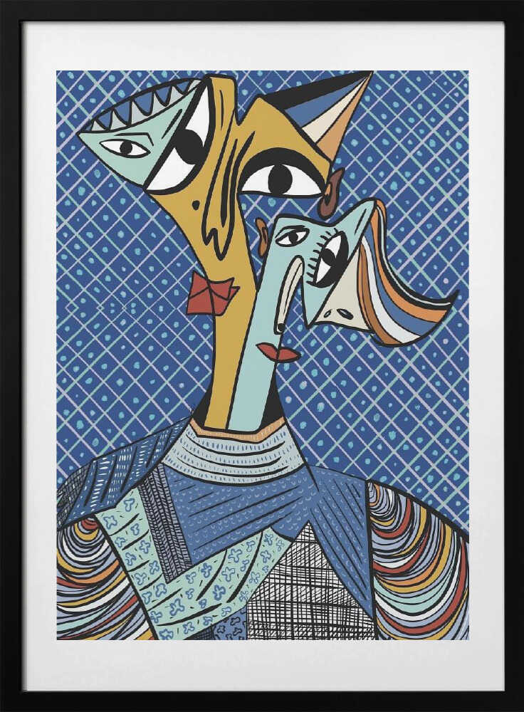 Abstract Cubist Faces, arte de GIovanna Gil Alves con marco