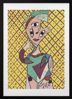 Vibrant Cubist Portrait, arte de GIovanna Gil Alves con marco