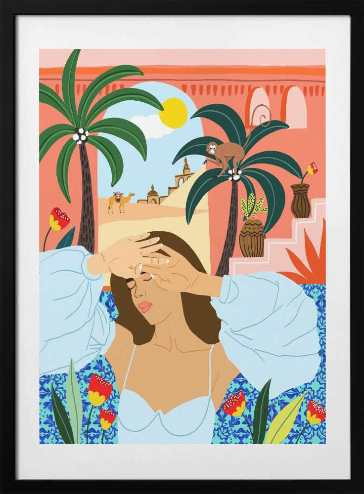 Sunny Desert Dreams, arte de Uma Gokhale con marco