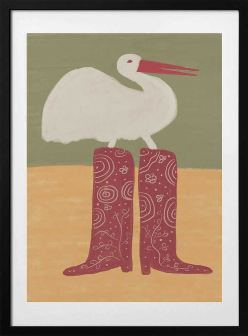 Bird in Red Boots, arte de The Art Concept con marco