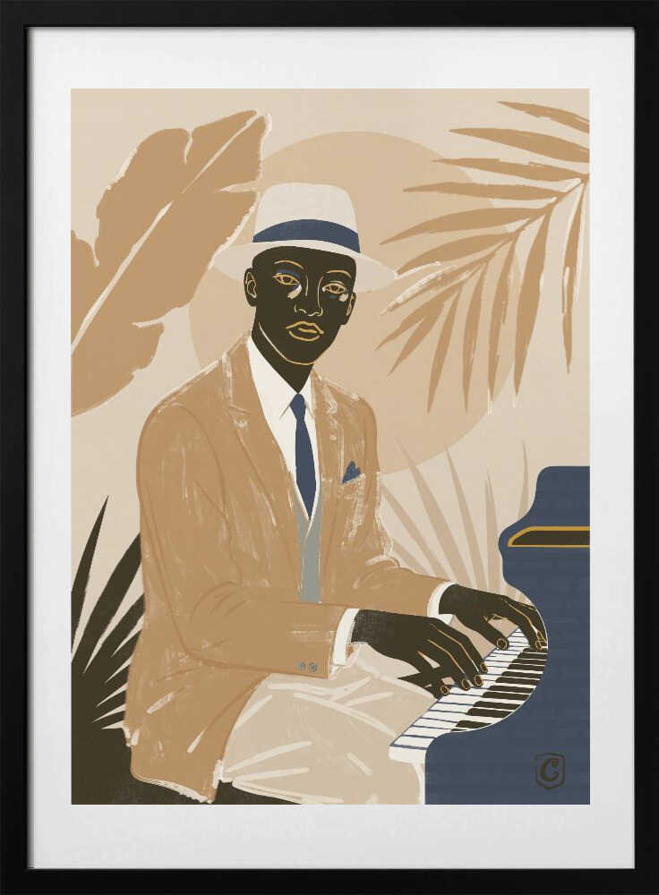 Dapper Jazz Pianist, arte de Cannavaro con marco
