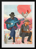 Cuban Men Musical Rooster, arte de Uma Gokhale con marco