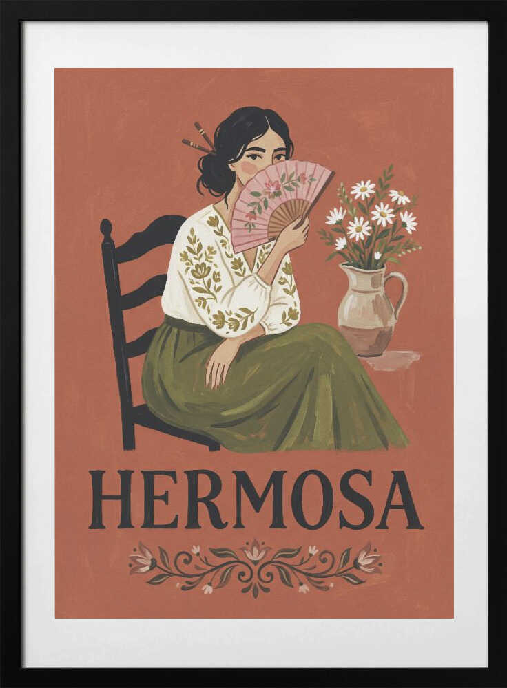 Hermosa with Fan, arte de Andreas Magnusson con marco