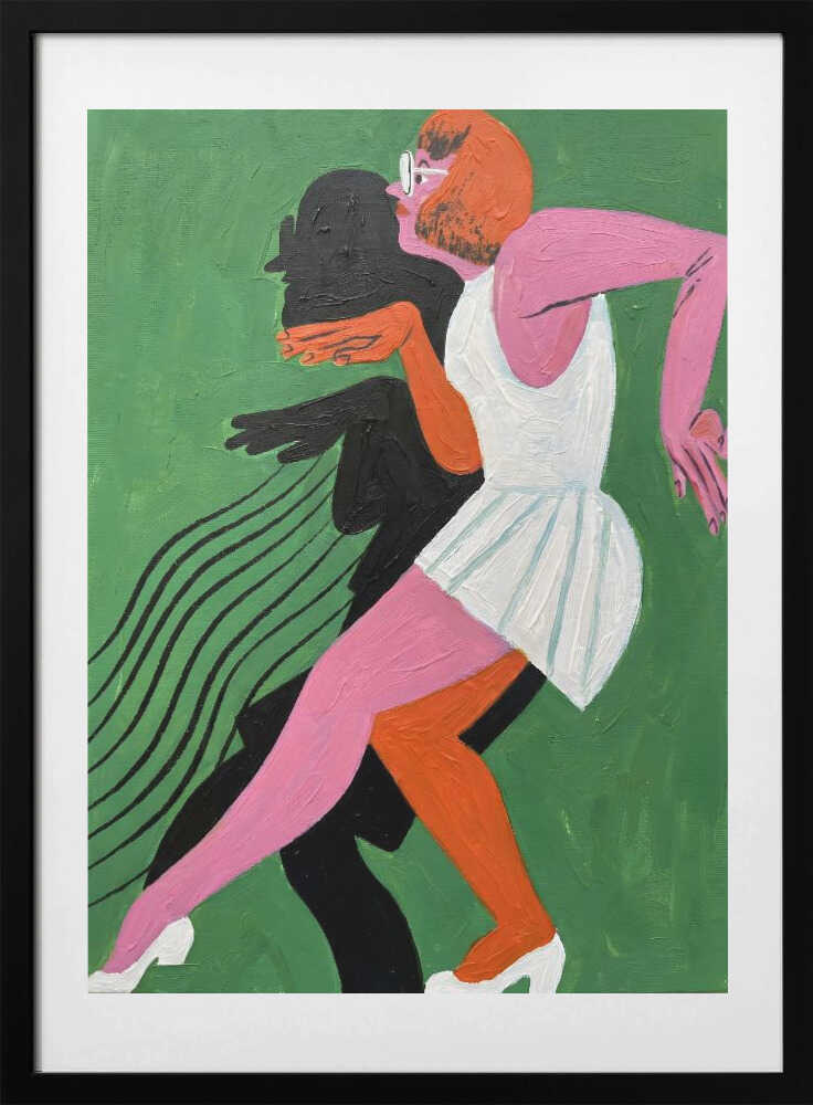 Dancing Woman Silhouette, arte de HUGO con marco