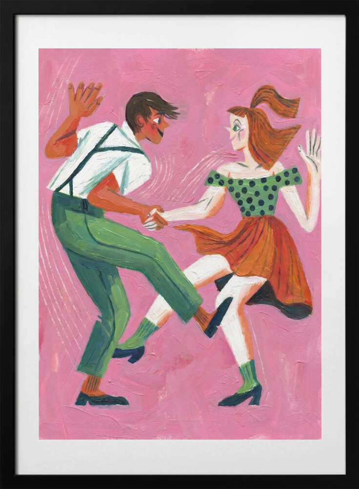 Swing Dance Couple, arte de HUGO con marco
