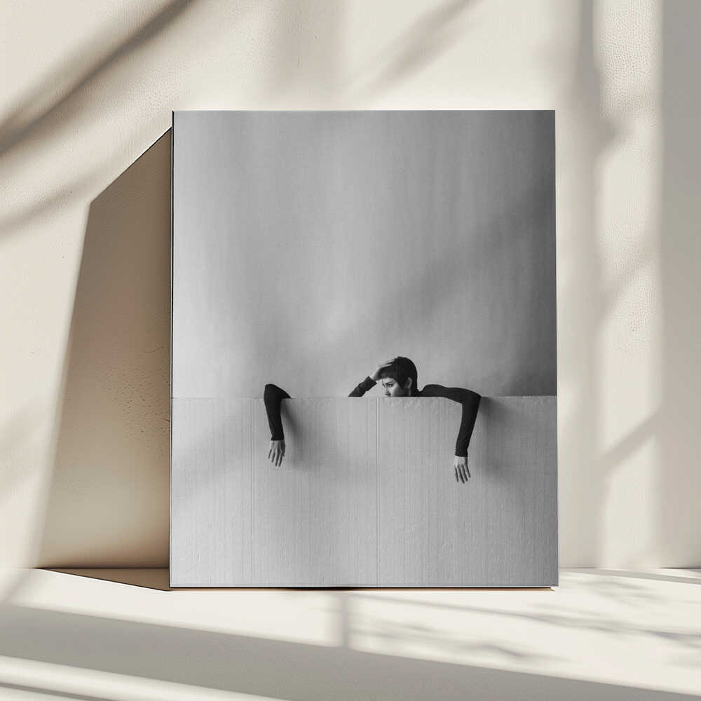 Pensive Woman Peeking, arte de hardibudi impreso en canvas