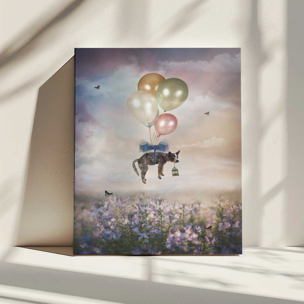 Flying Dog Balloons, arte de Carola Kayen-Mouthaan impreso en canvas