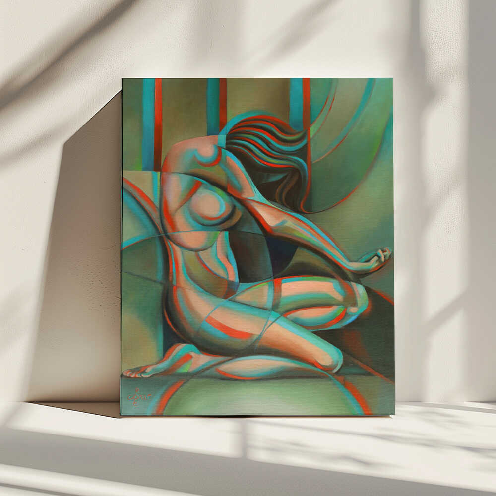 Contemplative Cubist Woman, arte de Corné Akkers impreso en canvas