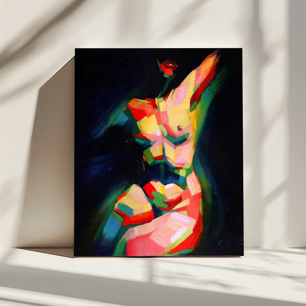 Dynamic Colorful Nude, arte de Corné Akkers impreso en canvas