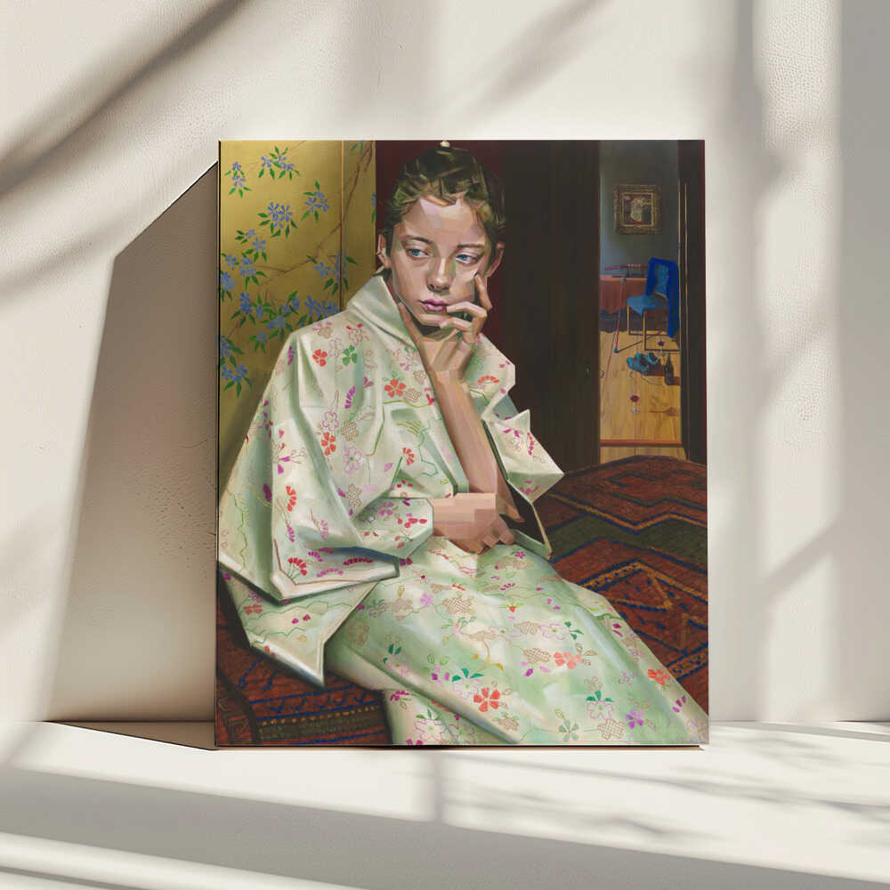 Pensive Kimono Girl, arte de Corné Akkers impreso en canvas