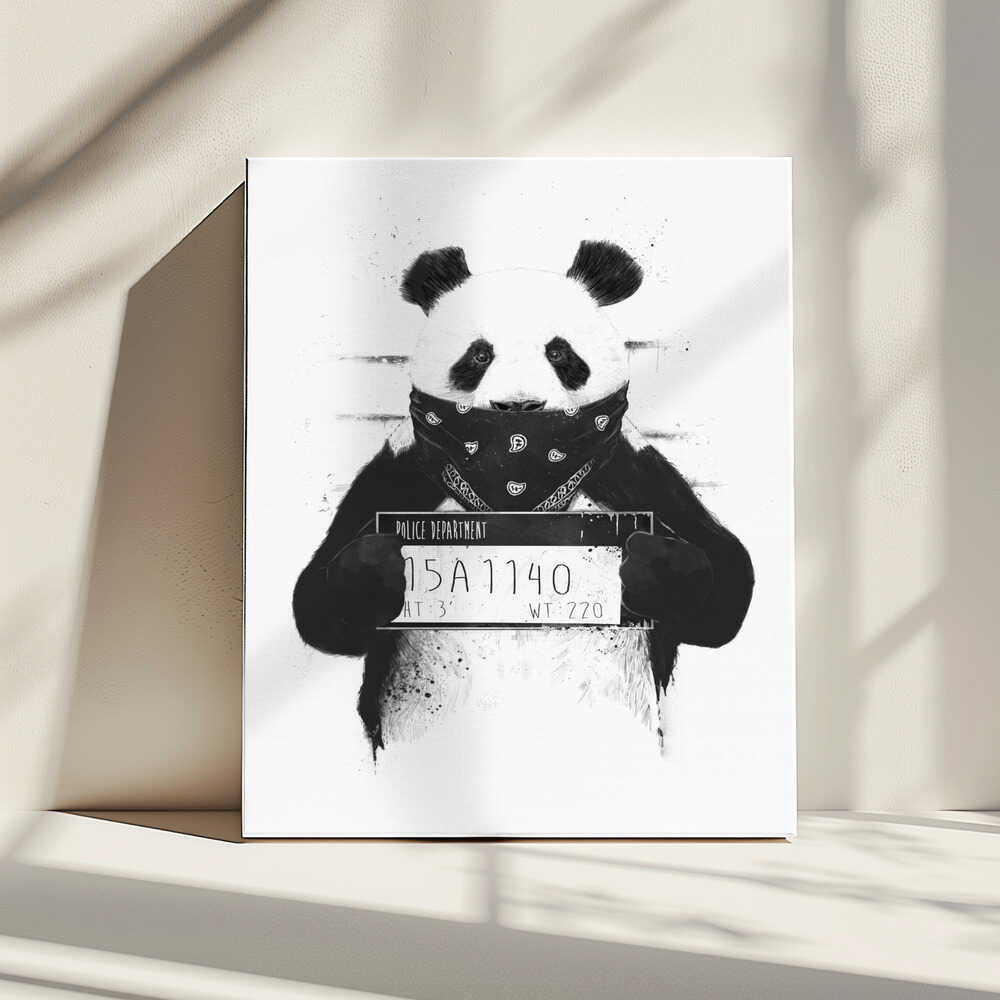 Gangster Panda Mugshot, arte de Balazs Solti impreso en canvas