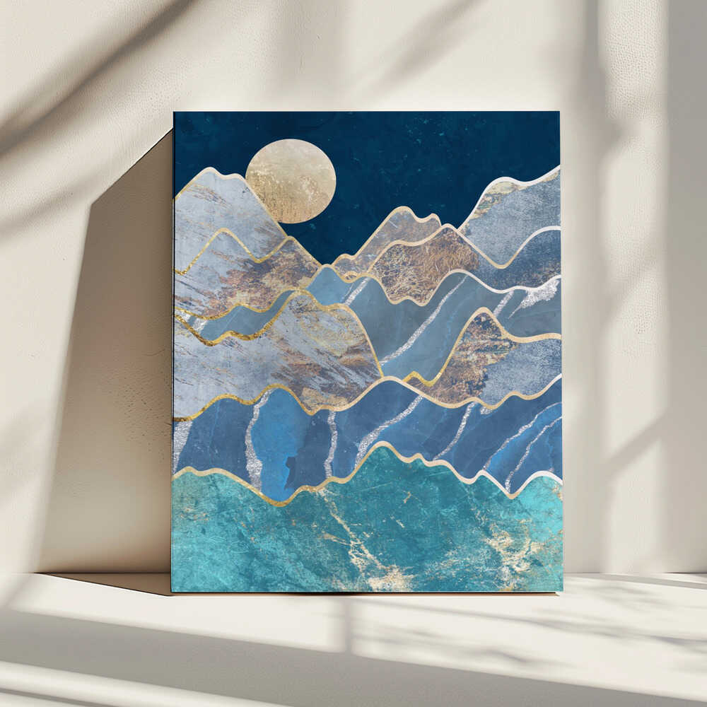 Golden Moon Mountains, arte de Sarah Manovski impreso en canvas
