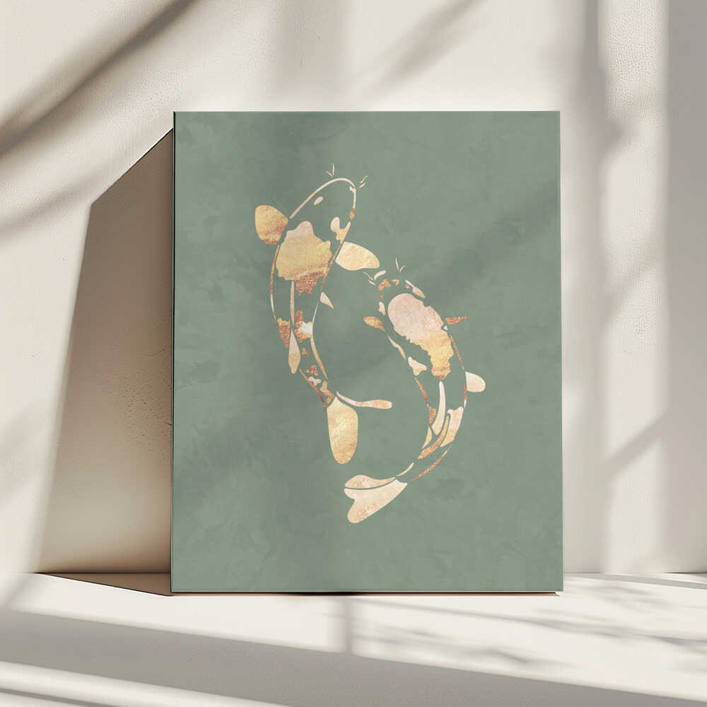 Elegant Gold Koi, arte de Sarah Manovski impreso en canvas