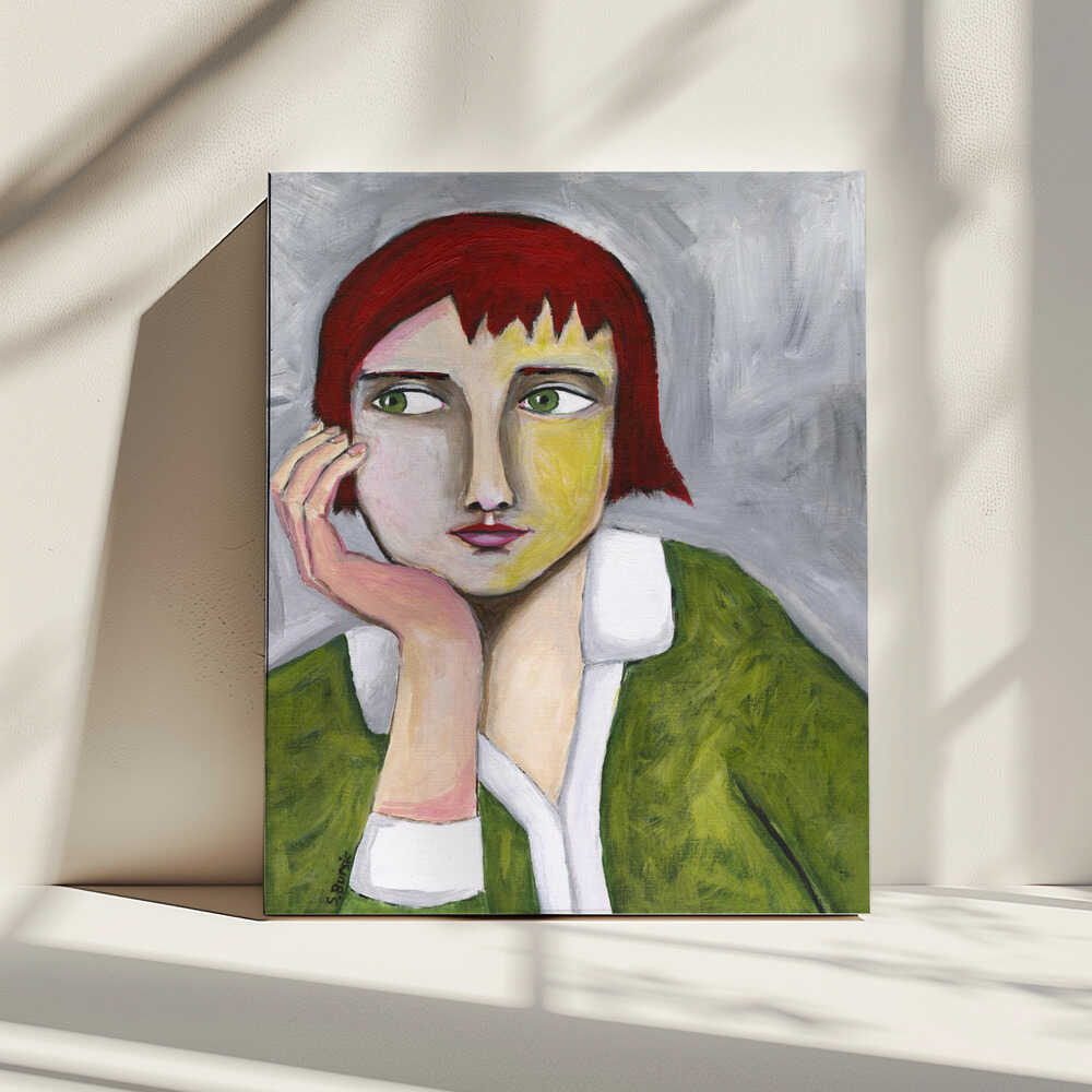 Pensive Red Haired Woman, arte de Sharyn Bursic impreso en canvas