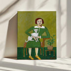 Woman with Her White Dog, arte de Sharyn Bursic impreso en canvas