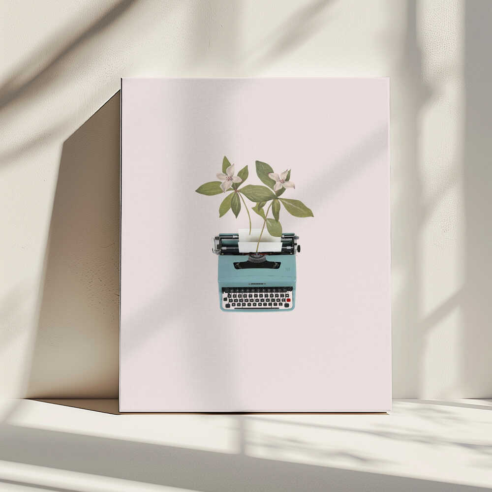 Floral Typewriter Dreams, arte de Frida Floral Studio impreso en canvas