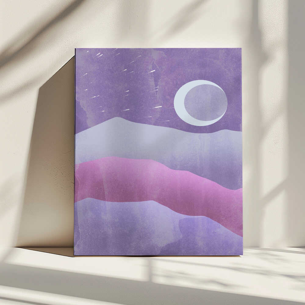 Purple Mountain Moon, arte de Fadil Roze impreso en canvas