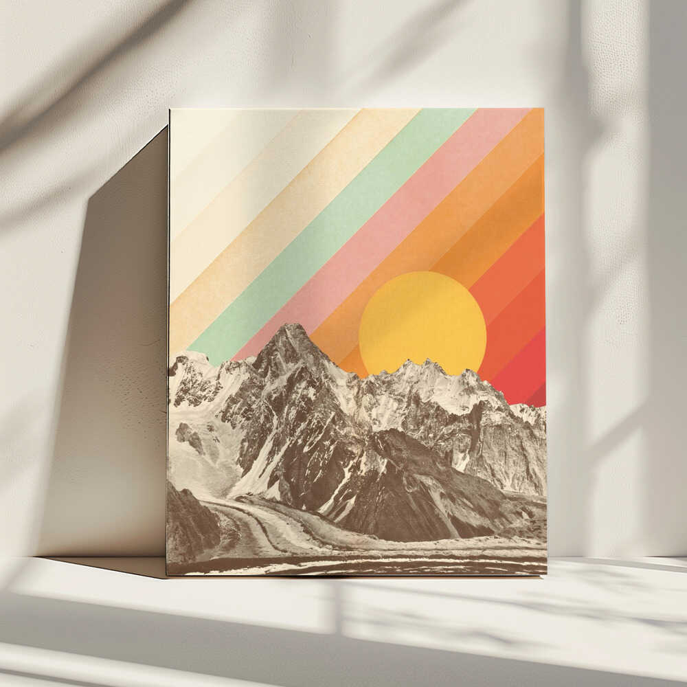 Retro Mountain Sunset, arte de Florent Bodart impreso en canvas