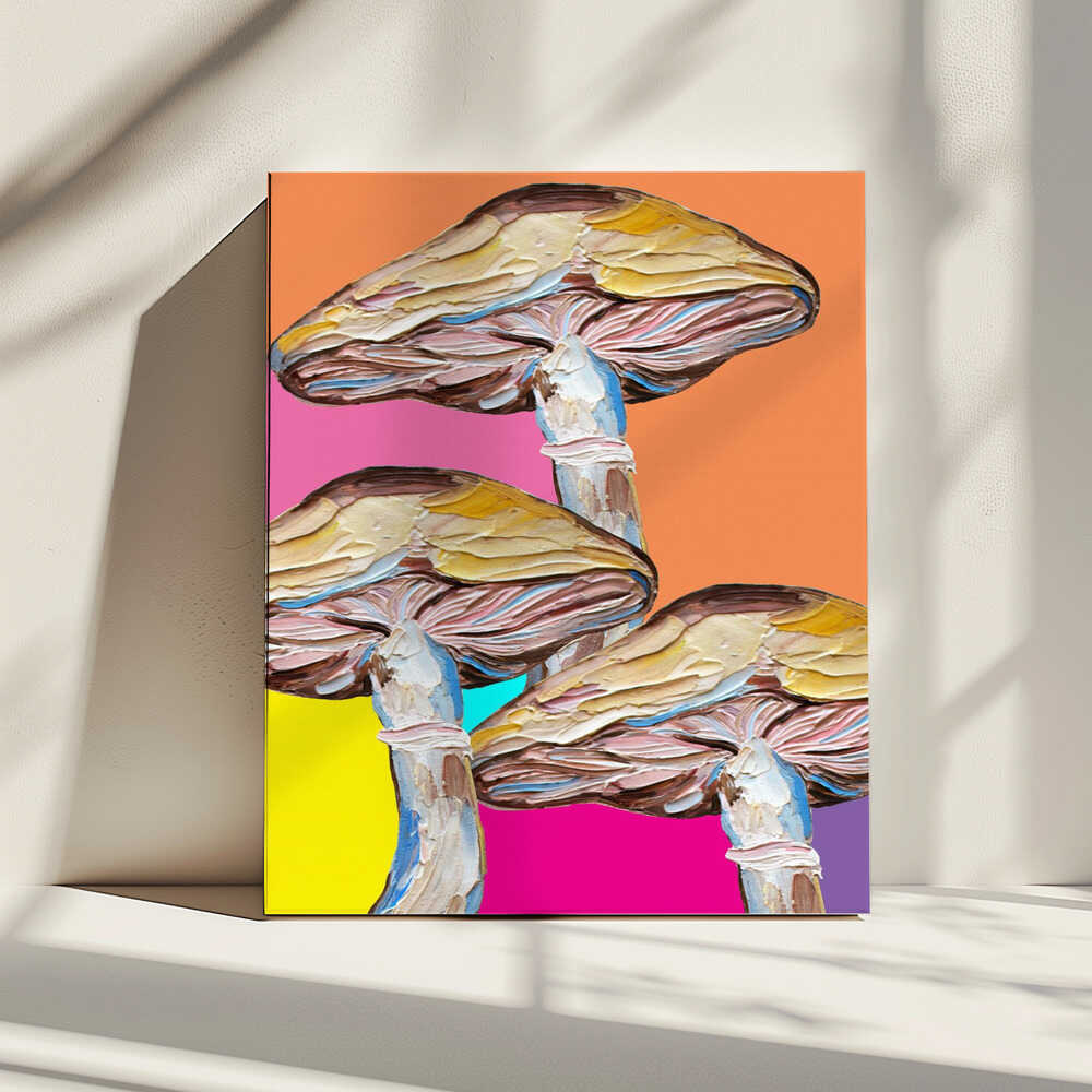 Psychedelic Fungi Pop Art, arte de Alice Straker impreso en canvas