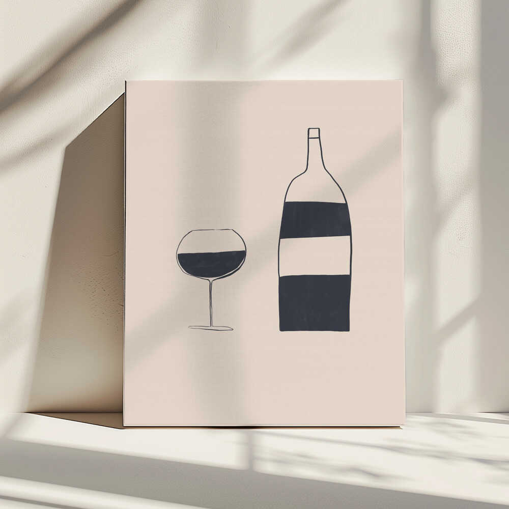 Minimalist Wine Still Life, arte de Ivy Green Illustrations impreso en canvas