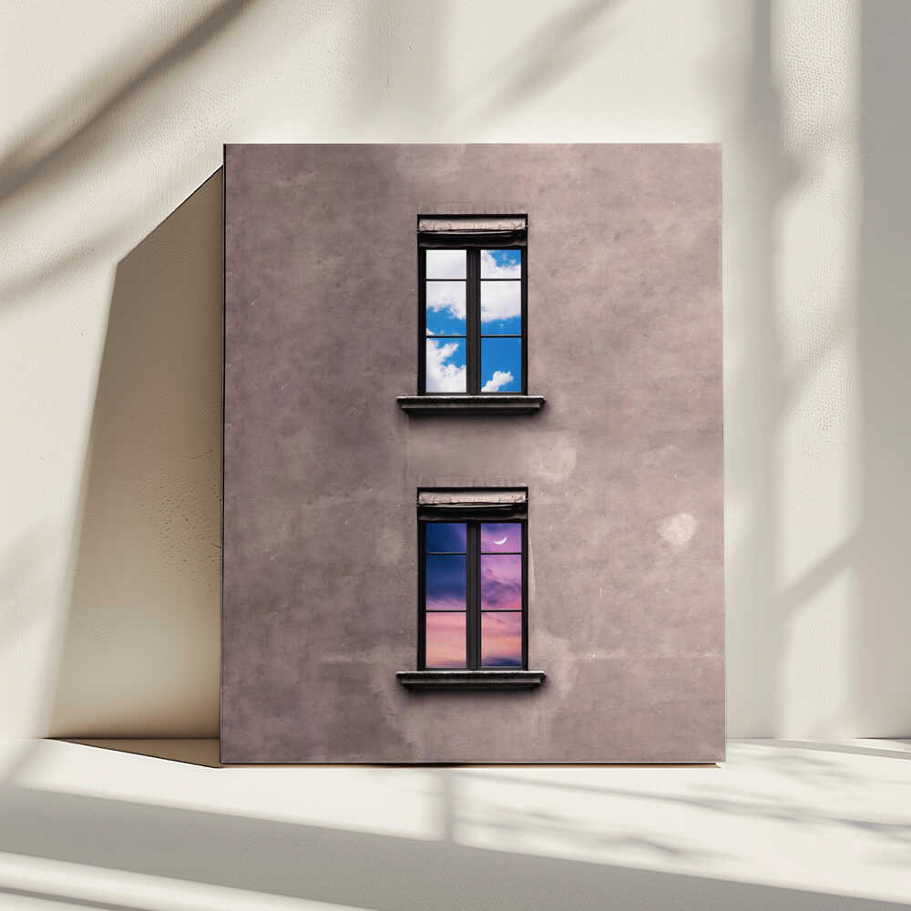 Day Night Windows, arte de Ariz Rab impreso en canvas