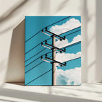 Blue Sky Wires, arte de Ariz Rab impreso en canvas