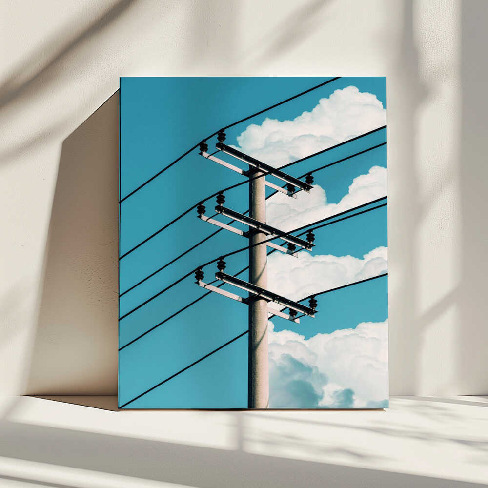 Blue Sky Wires, arte de Ariz Rab impreso en canvas