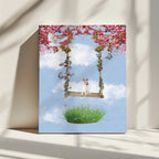 Whimsical Rabbit Swing, arte de Sue Skellern impreso en canvas