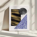 Modern Gold Blue Shapes, arte de Little Dean impreso en canvas