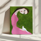 Calm Woman Holding Dove, arte de Sharyn Bursic impreso en canvas