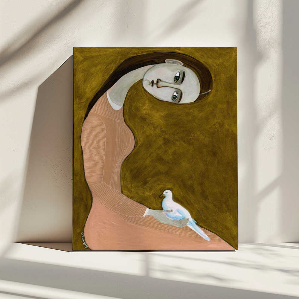 Serene Woman and Dove, arte de Sharyn Bursic impreso en canvas
