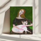 Woman Holding Cat, arte de Sharyn Bursic impreso en canvas