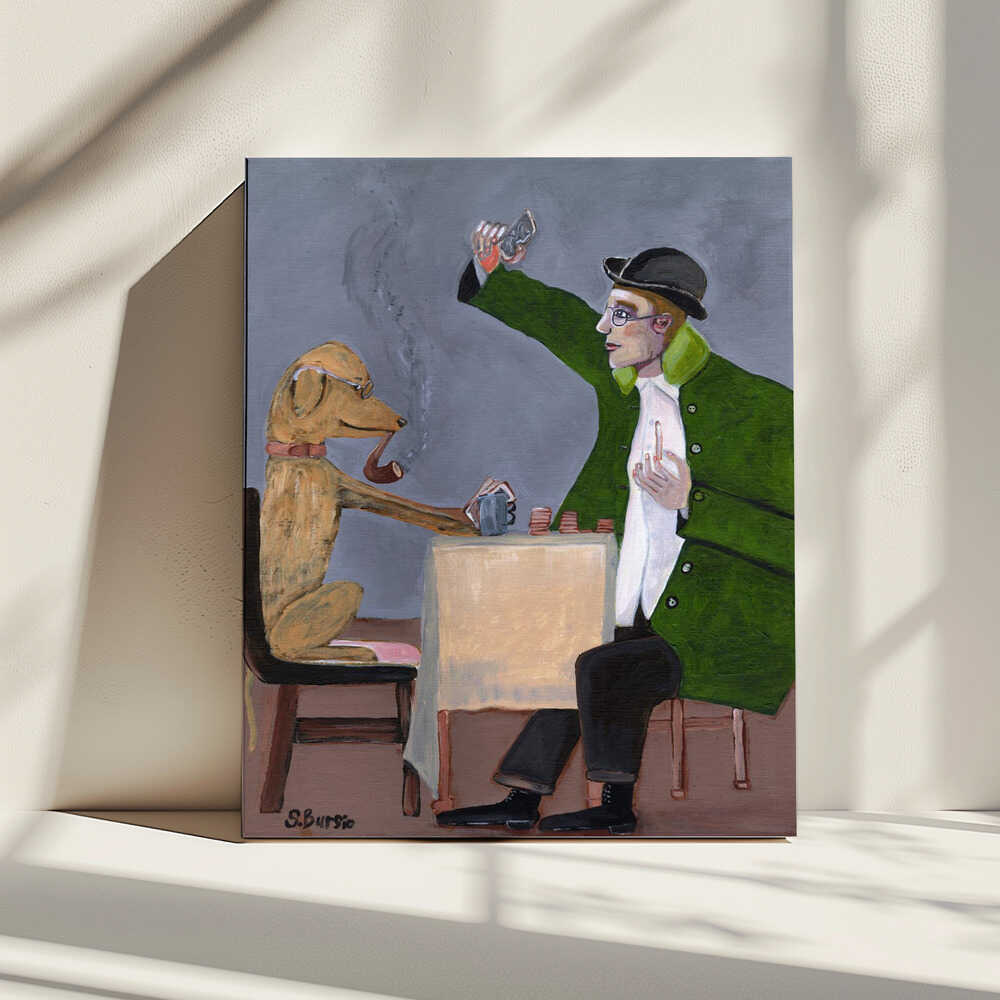 Smoking Dog Poker, arte de Sharyn Bursic impreso en canvas