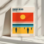 Crosby Beach Sun and Figures, arte de Retrodrome impreso en canvas