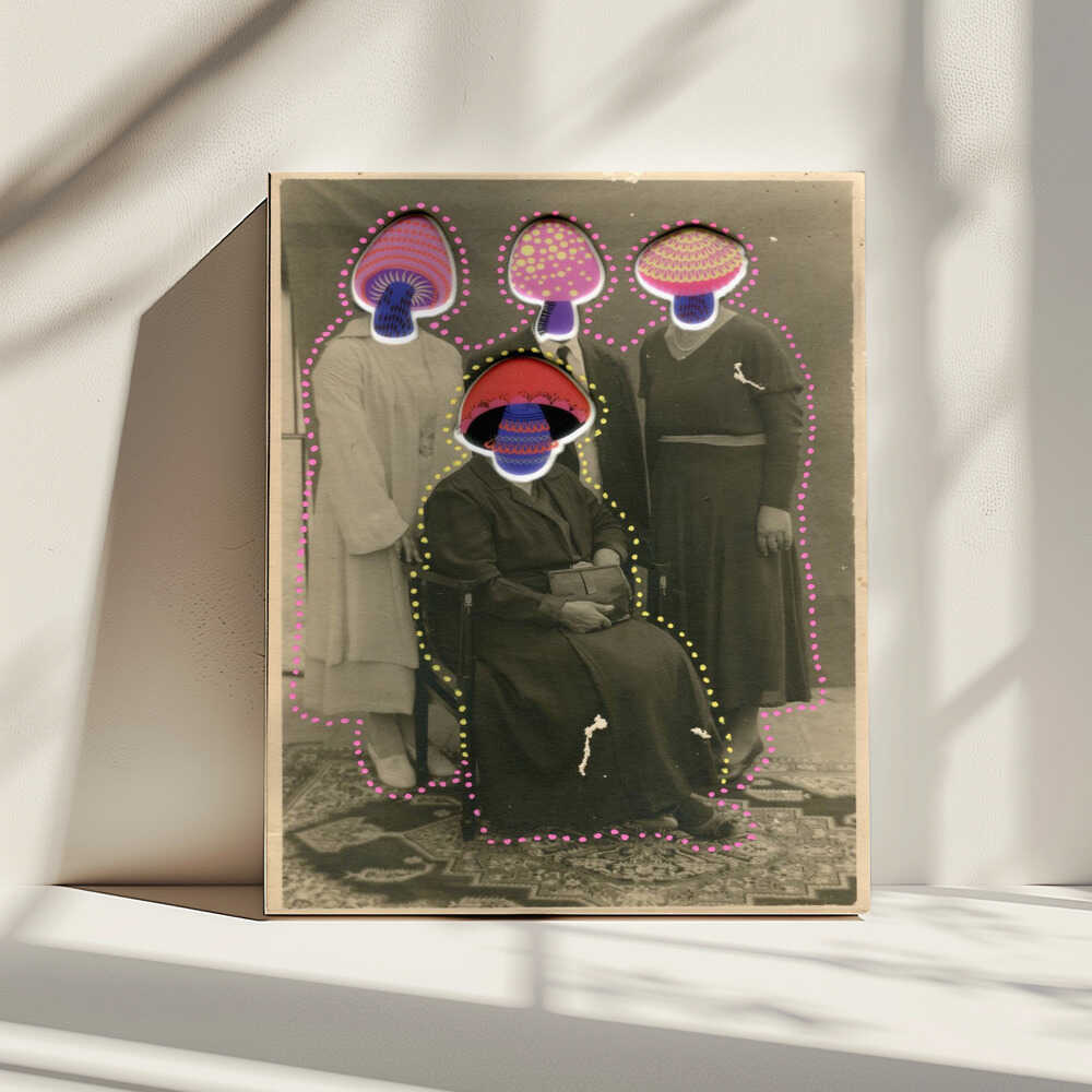 Surreal Mushroom Family, arte de Naomi Vona impreso en canvas