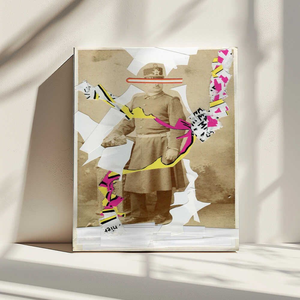 Modern Military Collage, arte de Naomi Vona impreso en canvas