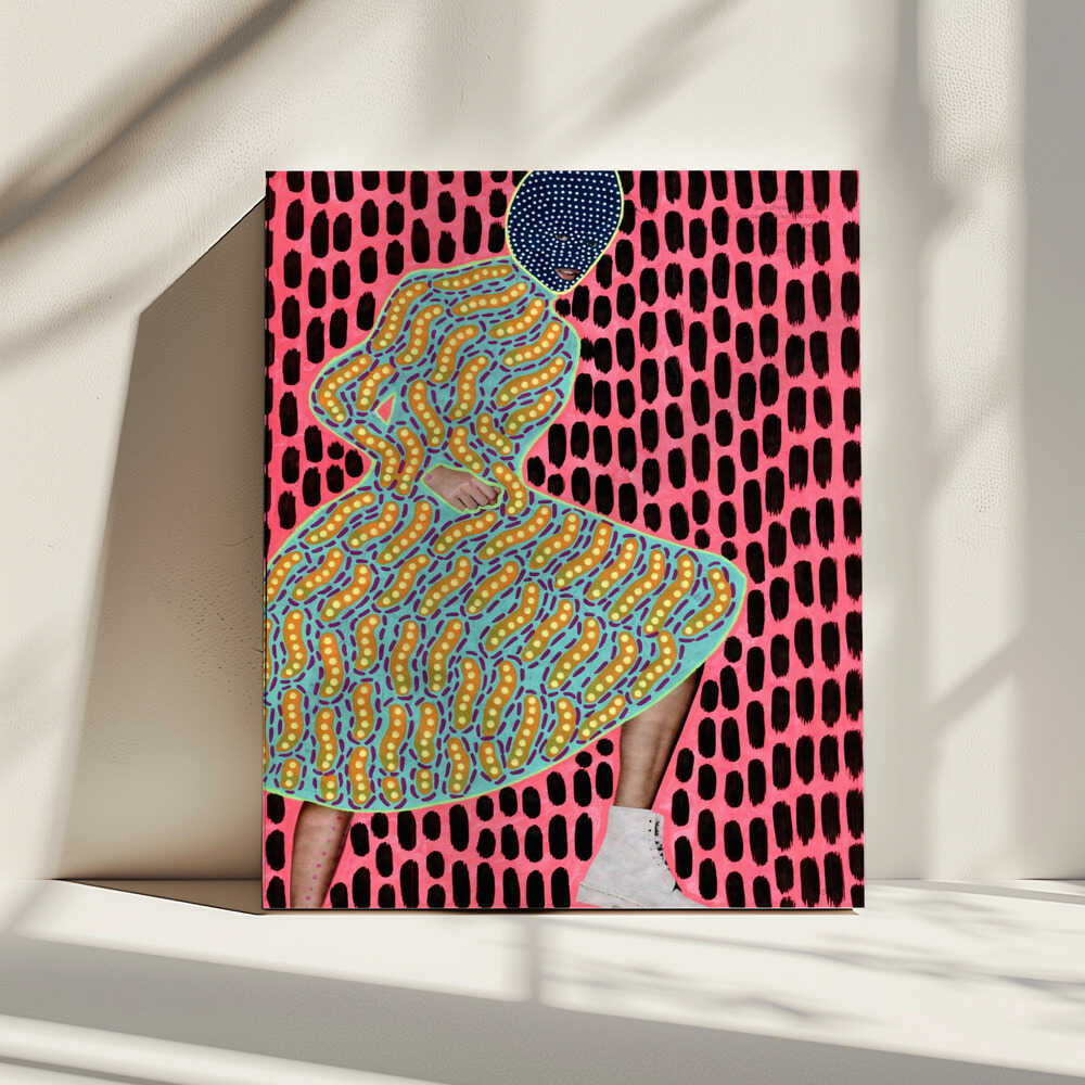 Vibrant Masked Woman, arte de Naomi Vona impreso en canvas