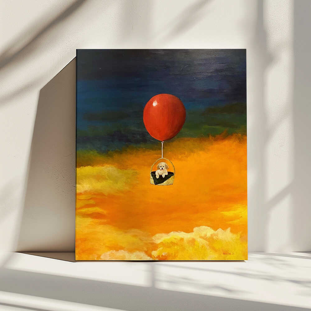 Flying Puppy Balloon, arte de Tom Blood impreso en canvas