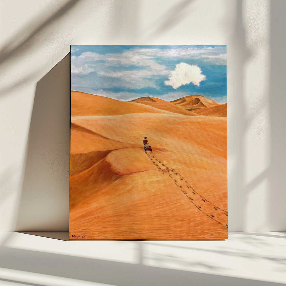 Desert Cart Journey, arte de Tom Blood impreso en canvas