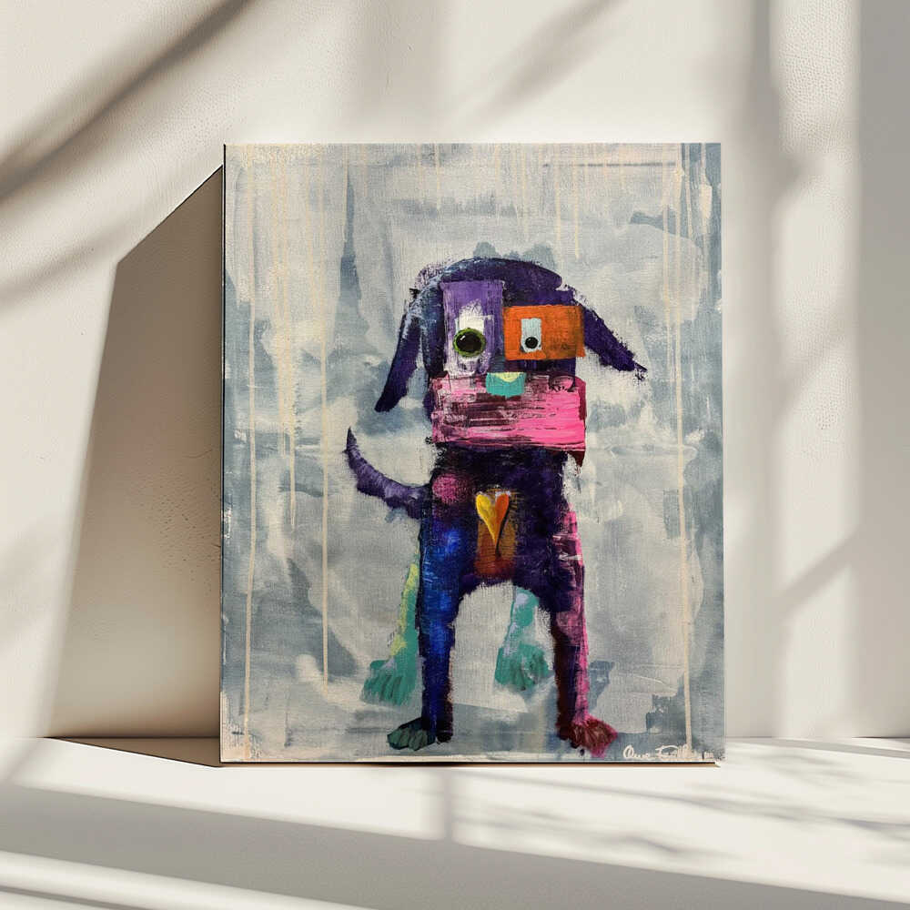 Colorful Abstract Dog, arte de Owe Emfestav impreso en canvas