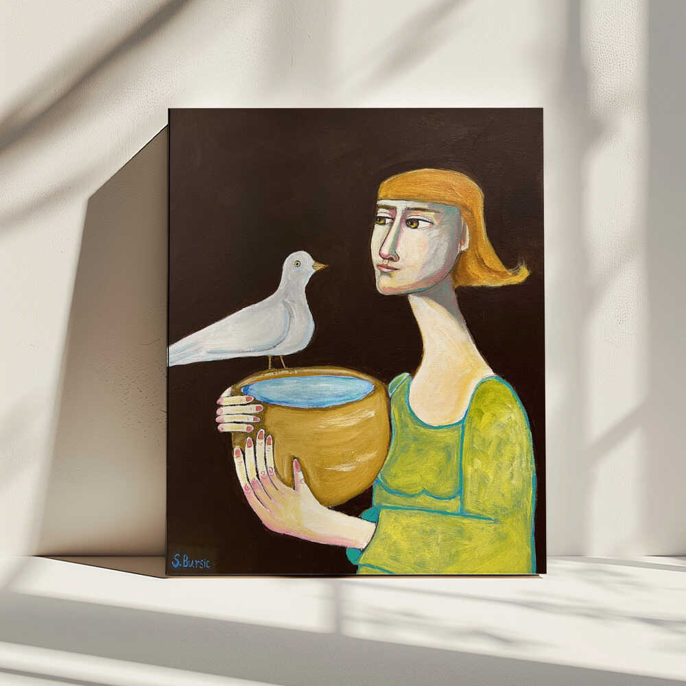 Peaceful Woman with Dove, arte de Sharyn Bursic impreso en canvas