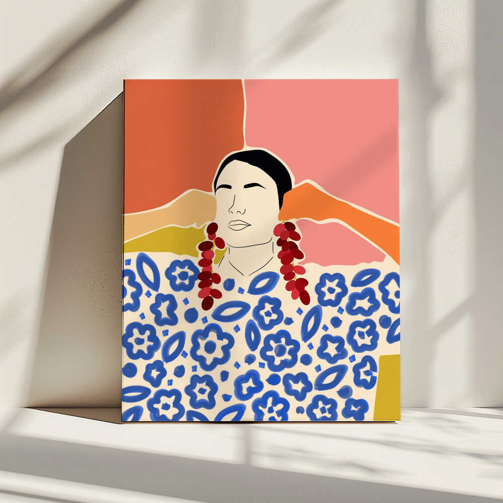 Vibrant Floral Woman, arte de Uma Gokhale impreso en canvas