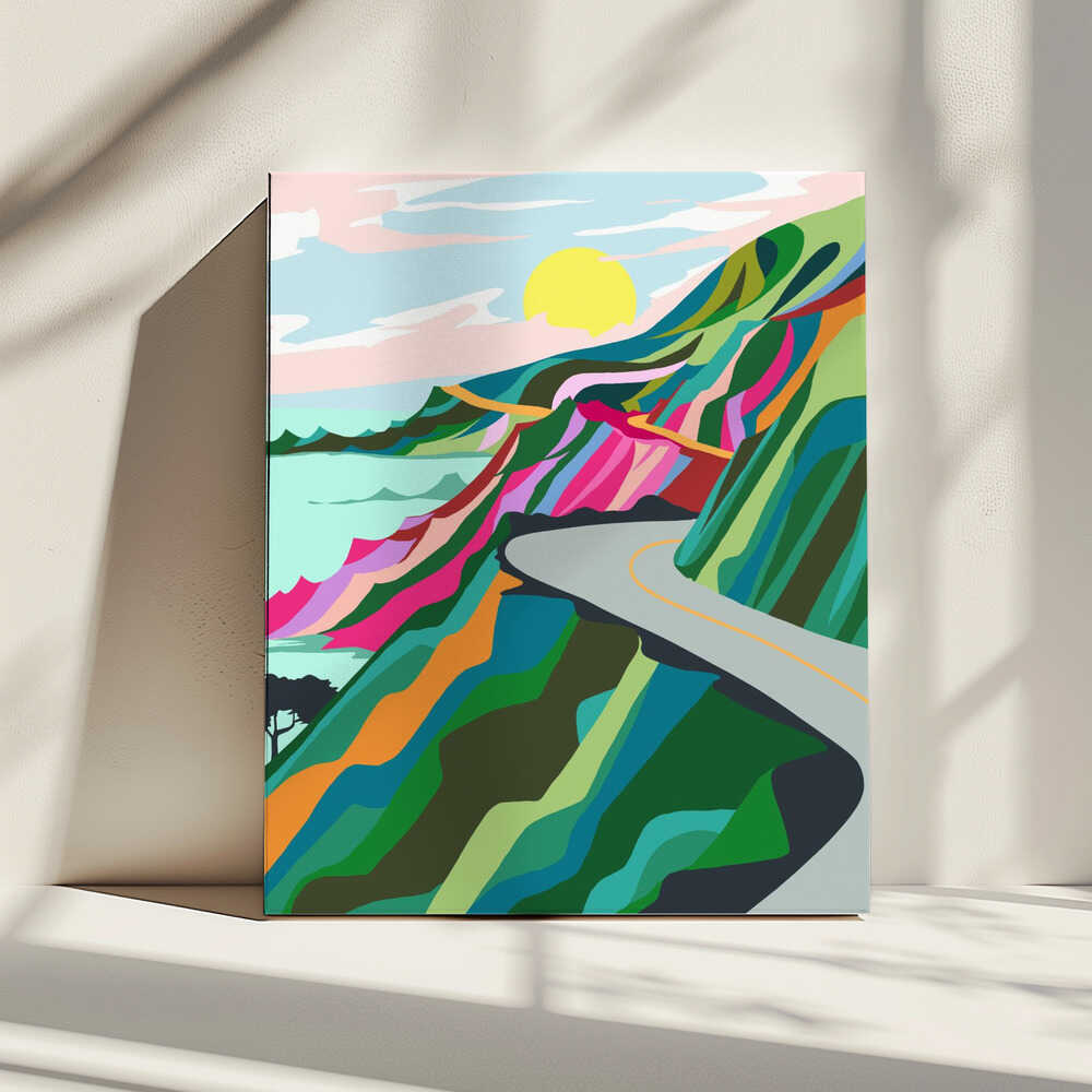 Vibrant Coastal Road, arte de Uma Gokhale impreso en canvas