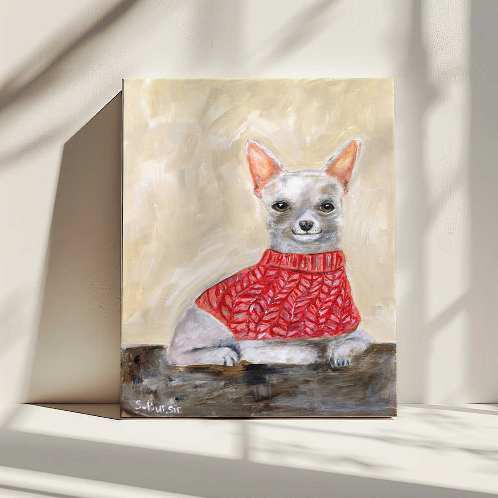 Chihuahua in Red Sweater, arte de Sharyn Bursic impreso en canvas